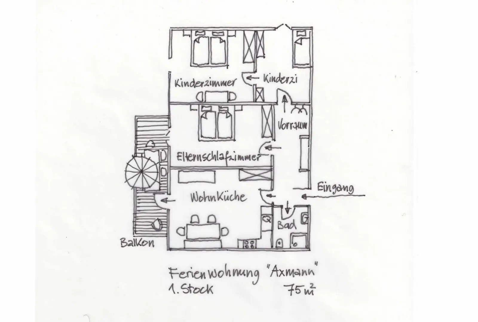 Grundriss Wohnung Axmann, 75 m²