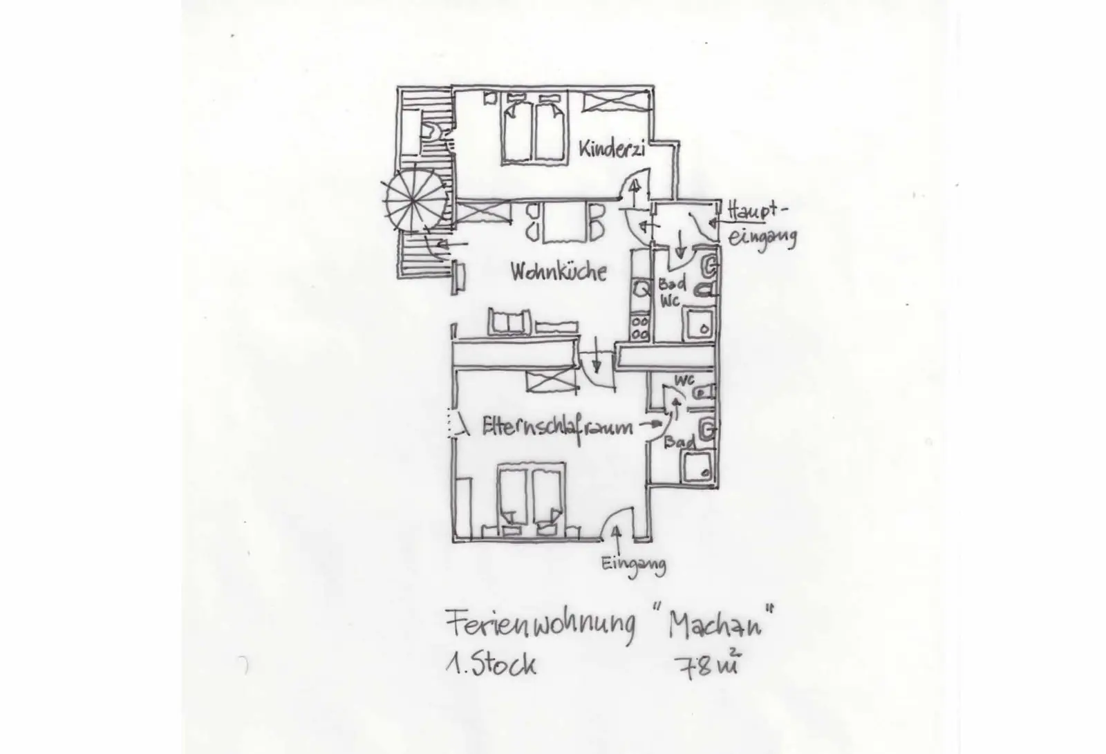 Grundriss Wohnung Machan, 78 m²