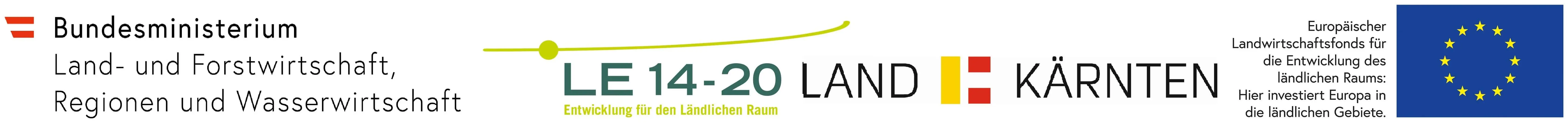 Bundesministerium Land- und Forstwirtschaft, Regionen und Wasserwirtschaft; LE 14-20 Entwicklung für den Ländlichen Raum; Land Kärnten; Europäischer Landwirtschaftsfonds für die Entwicklung des ländlichen Raums: Hier investiert Europa in die ländlichen Gebiete