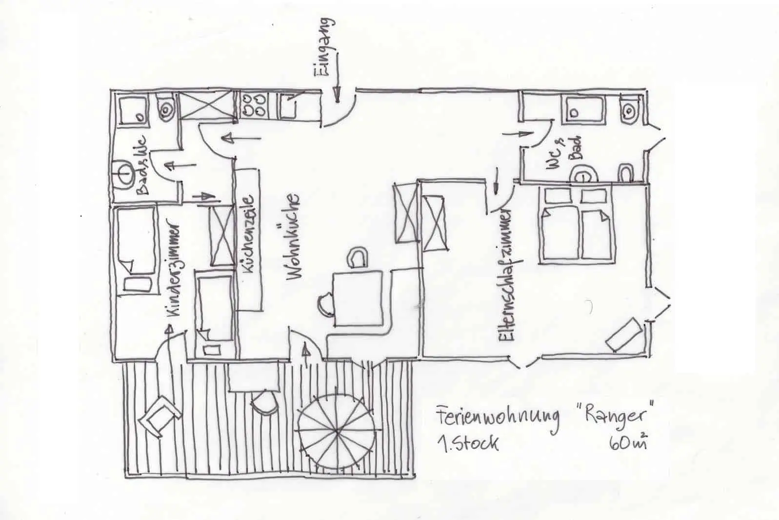 Grundriss Wohnung Ranger, 60 m²